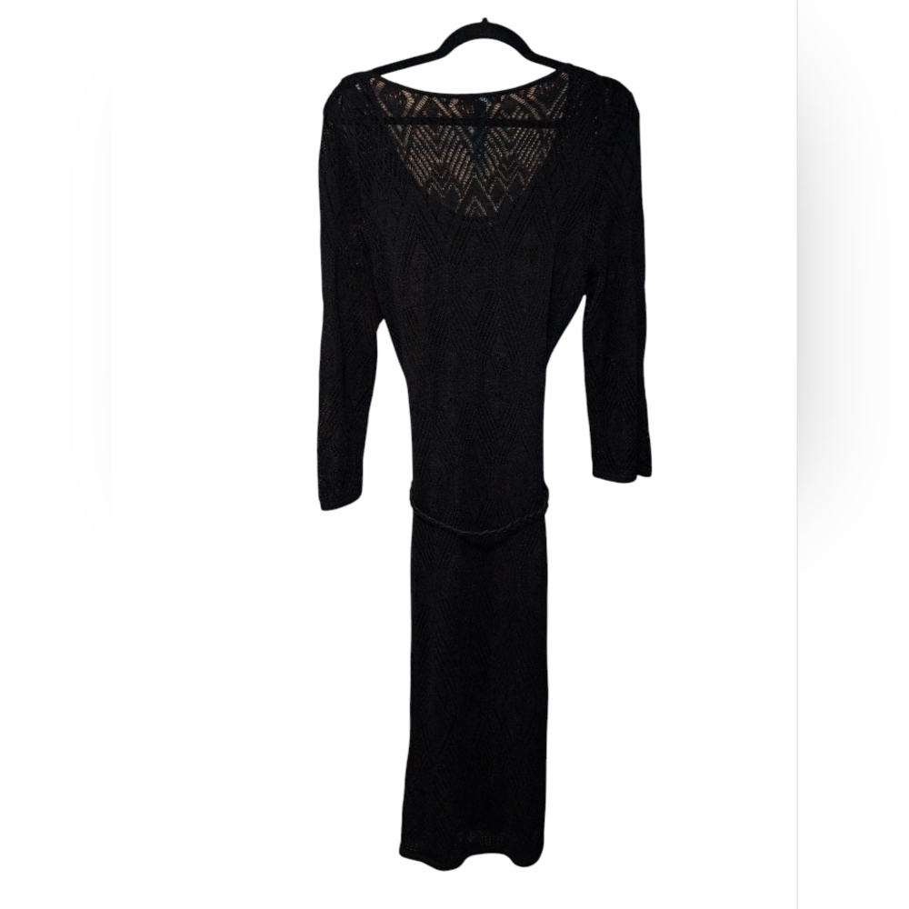 Lauren Ralph Lauren Elegant Black Knit Dress with Suede Leather Belt XL - Picture 6 of 11